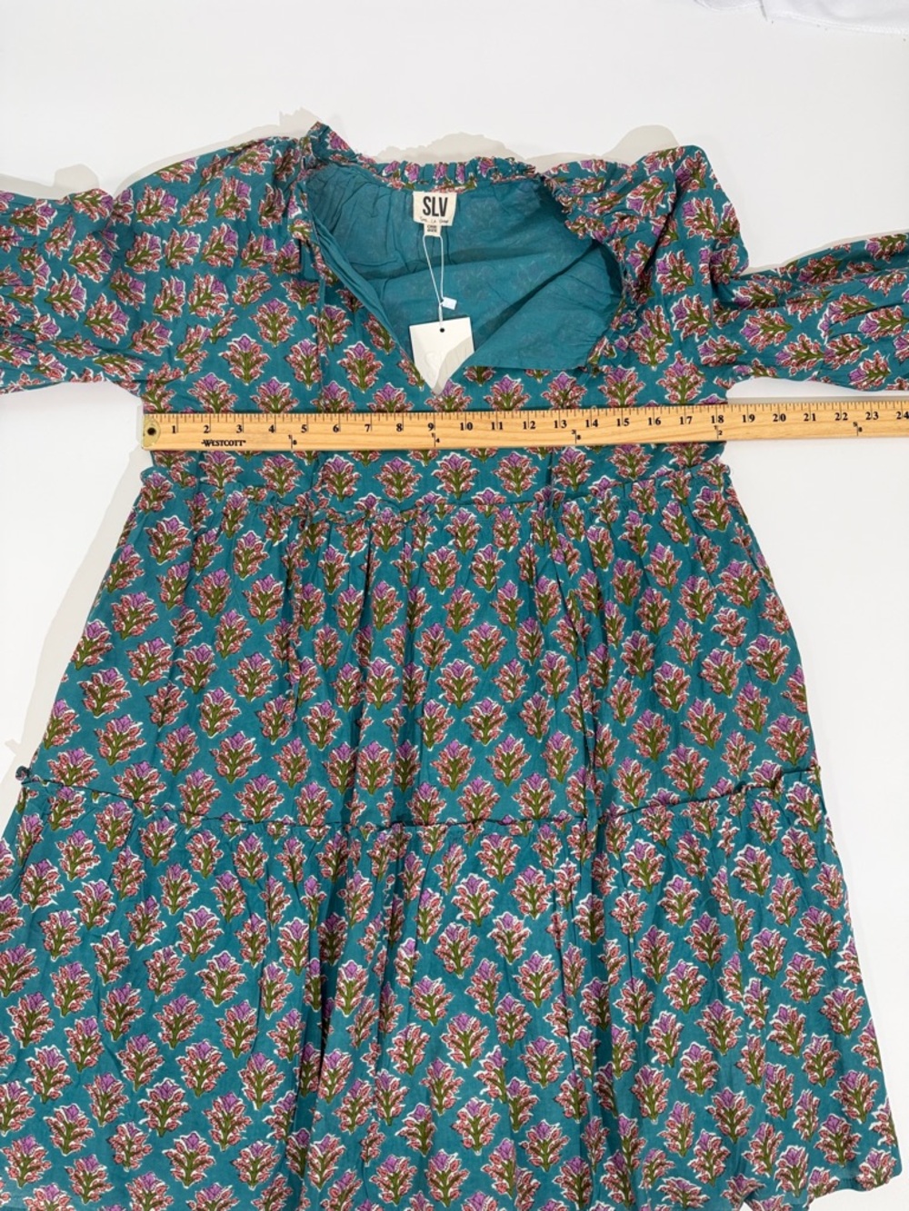 Sur La Vague Mini Dress One Size S/M FLORAL block Print NWT - Picture 6 of 9